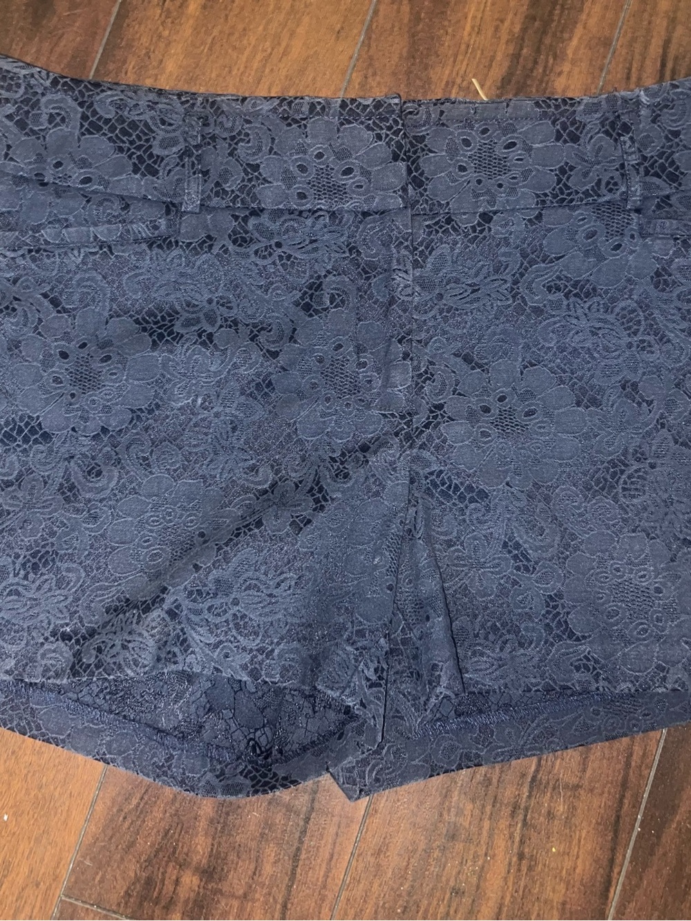 Soho Apparel Navy Lace High-Waist Shorts